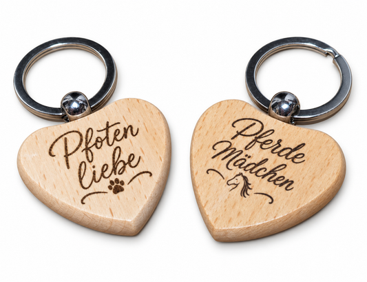 Personalisierter Schlüsselanhänger aus Holz mit individueller Gravur