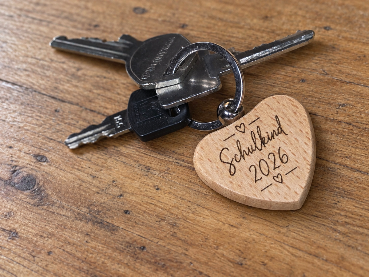 Personalisierter Schlüsselanhänger aus Holz mit individueller Gravur