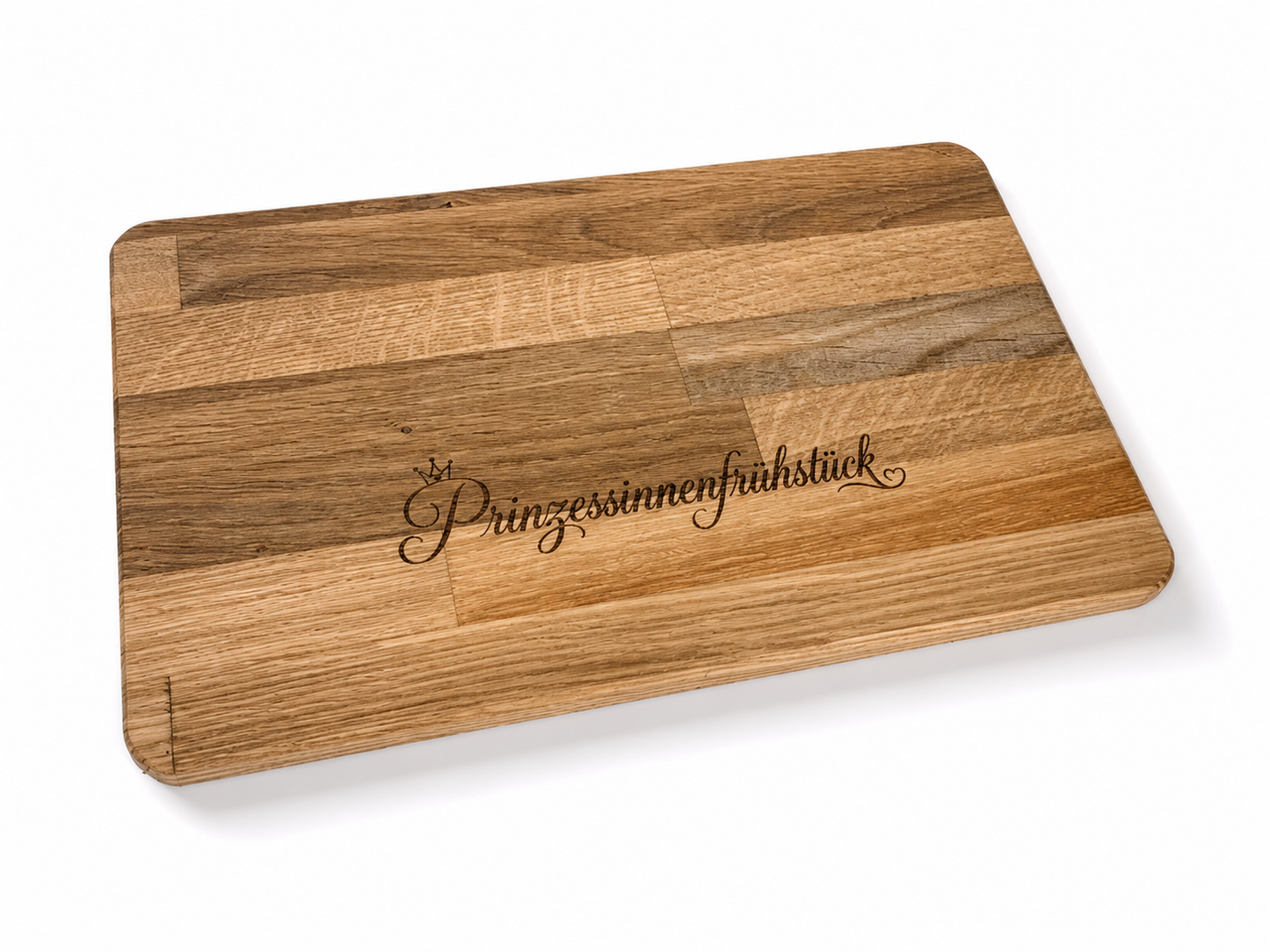 Personalisiertes Frühstücksbrett aus Eiche mit Schriftzug Prinzessinnenfrühstück